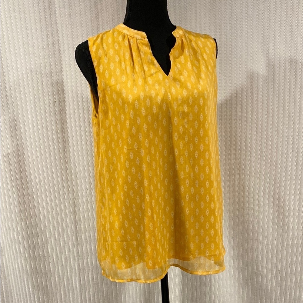Papermoon Yellow Gold Sleeveless Flowy Mandarin Collar Blouse Size Medium